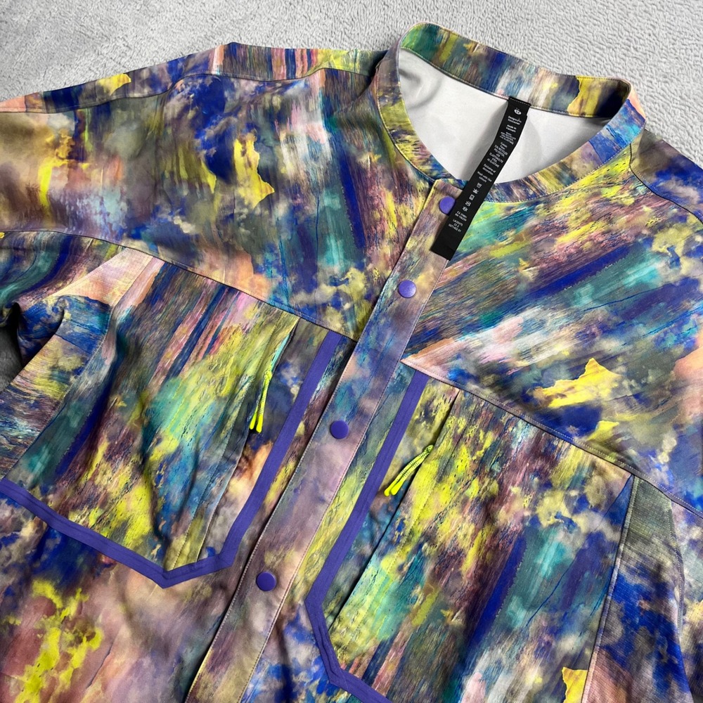 Lululemon Lab Mens Abstract Print Short Sleeve Button Up Shirt LM3DX7S Multi M
